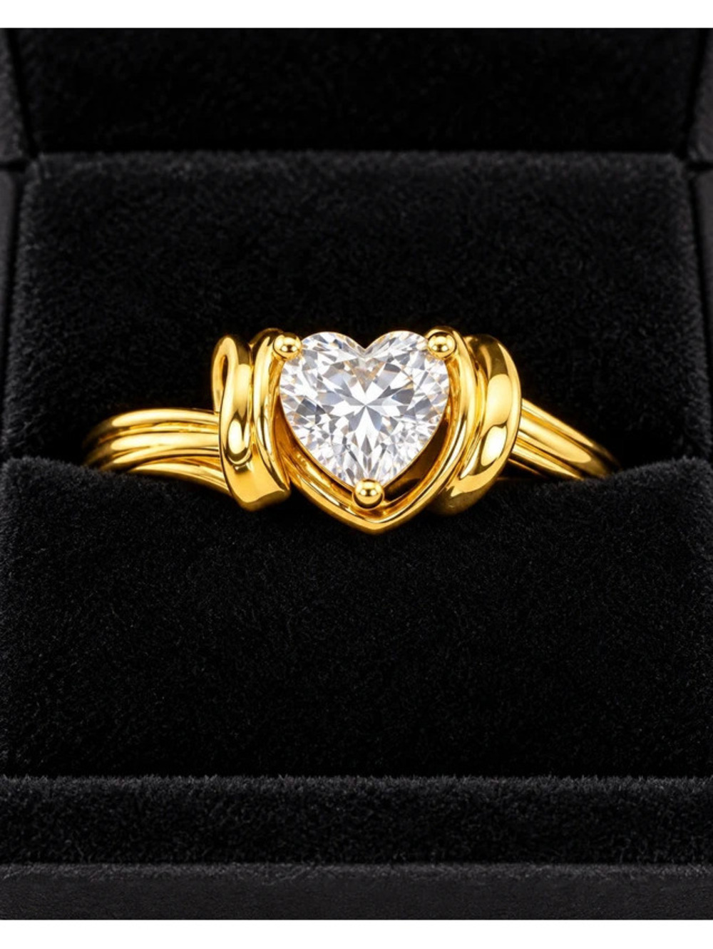 Jeulia Heart Shaped Cubic Zirconia Gold Plated Ring Size 6